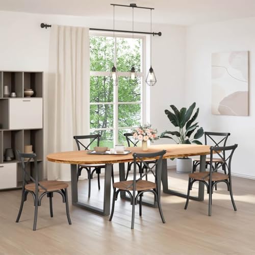 SKM Esstisch Hellbraun 280x120x74 cm Massivholz Eiche Oval,Möbel,Tische,Esstische,Braun,89.45KG,3328212 von SKM