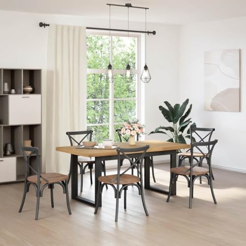SKM Esstisch NOAIN U-Form-Beine 180x90x75 cm Massivholz Kiefer,Möbel,Tische,Esstische,Braun,33.3KG,3328259 von SKM