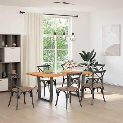 SKM Esstisch mit Baumkanten 180x100x74 cm Massivholz Eiche,Möbel,Tische,Esstische,Braun,52.67KG,3304382 von SKM