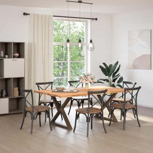 SKM Esstisch mit Baumkanten 200x120x74 cm Massivholz Eiche,Möbel,Tische,Esstische,Braun,72.16KG,3305067 von SKM