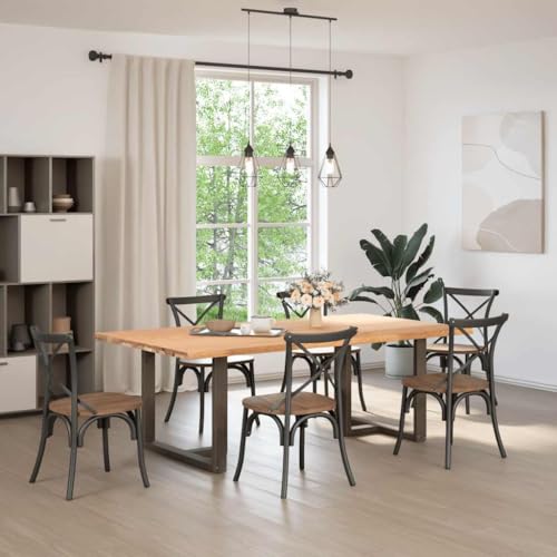 SKM Esstisch mit Baumkanten 220x120x74 cm Massivholz Eiche Rechteck,Möbel,Tische,Esstische,Braun,78.16KG,3305143 von SKM