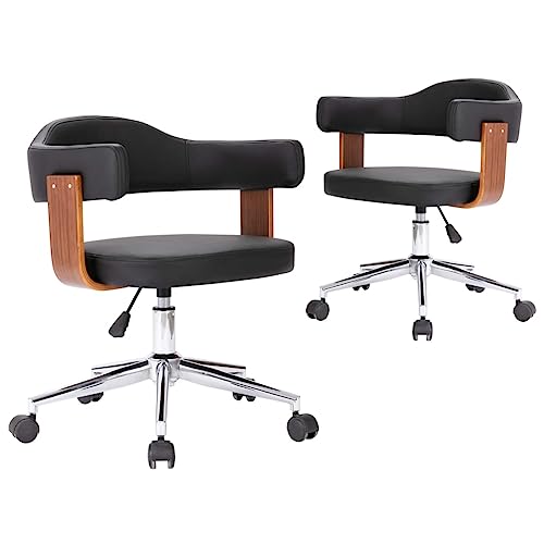 SKM Esszimmerstühle 2 STK. Dreh Schwarz Bugholz und Kunstleder,Möbel,Stühle,Esszimmerstühle,Schwarz,18.36 kg,3054890 von SKM