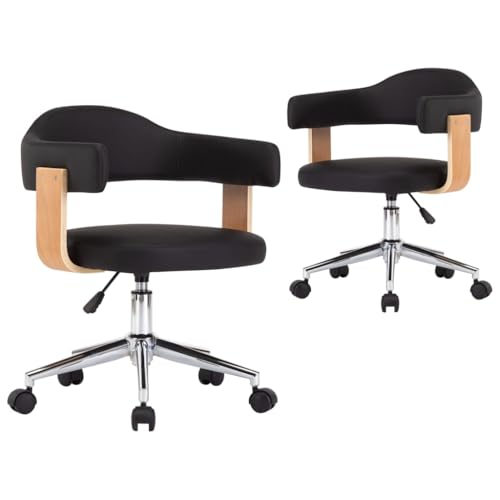 SKM Esszimmerstühle 2 STK. Dreh Schwarz Kunstleder,Möbel,Stühle,Esszimmerstühle,Schwarz,18.36 kg,3054899 von SKM