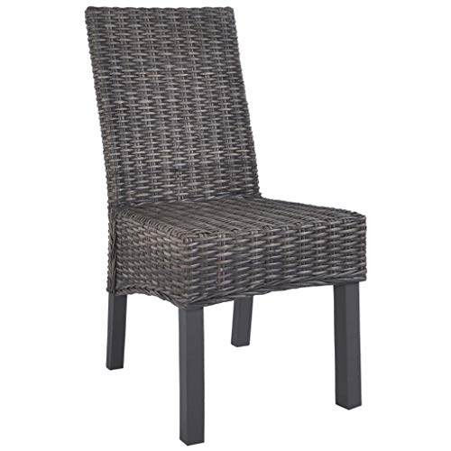 SKM Esszimmerstühle 4 STK. Braun Kubu Rattan und Mangoholz,Möbel,Stühle,Esszimmerstühle,Braun,34 kg,275467 von SKM