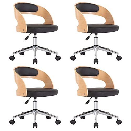 SKM Esszimmerstühle 4 STK. Dreh Bugholz und Kunstleder,Möbel,Stühle,Esszimmerstühle,Schwarz,33.68 kg,3054918 von SKM