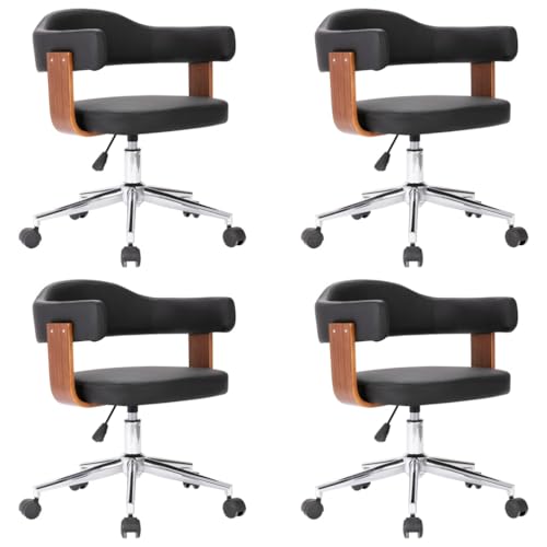 SKM Esszimmerstühle 4 STK. Dreh Bugholz und Kunstleder,Möbel,Stühle,Esszimmerstühle,Schwarz,36.72 kg,3054891 von SKM