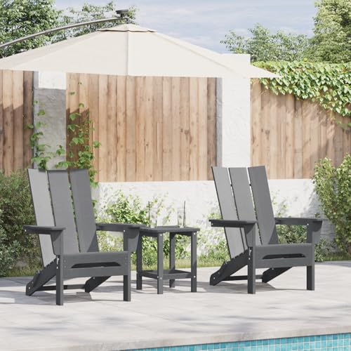 SKM Faltbare Adirondack-Stühle 2 Stück Hellgrau 74.5x80.5x90 cm HDPE,Möbel,Gartenmöbel,Gartensitzmöbel,Gartenstühle,Hellgrau,38KG,3335821 von SKM