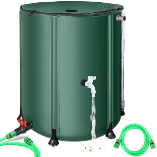 SKM Faltbares Regentonne, 53 Gallonen, tragbares Regenwassersammelfass für Garten/Außen/Rasen, PVC-Regenwassersammelsystem, Wassertank-Aufbewahrungsbehälter mit Zapfen und Überlauf-Set, Grün SKM Faltbares Regentonne, 53 Gallonen, tragbares Regenwassersammelfass für Garten/Außen/Rasen, PVC-Regenwassersammelsystem, Wassertank-Aufbewahrungsbehälter mit Zapfen und Überlauf-Set, Grün von SKM