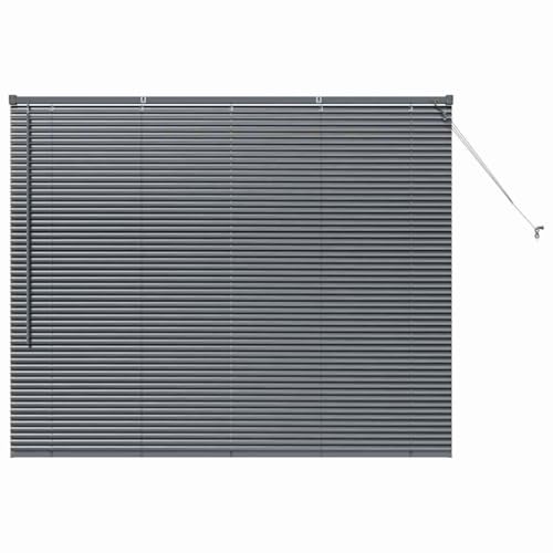 SKM Fensterjalousie mit Vorhängen Manuell Dunkelgrau Aluminium,Heim & Garten,Dekoration,Fensterdrapierung,Jalousien & Rollos,Grau,2 kg,42006059 von SKM