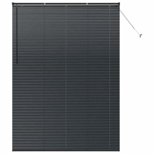 SKM Fensterjalousie mit Vorhängen Schwarz Aluminium,Heim & Garten,Dekoration,Fensterdrapierung,Jalousien & Rollos,Schwarz,2.5 kg,42006183 von SKM