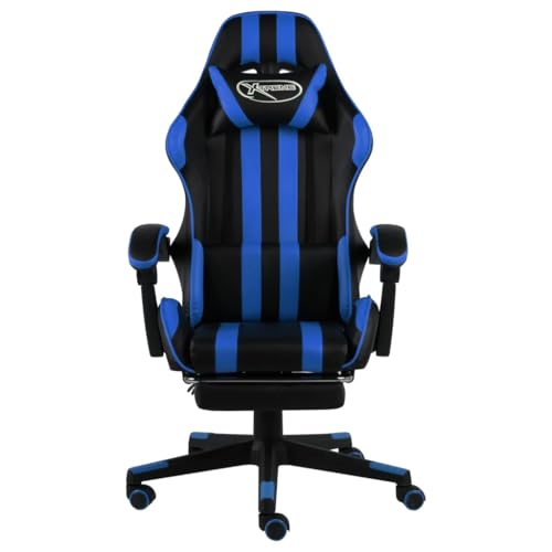 SKM Gaming-Stuhl mit Fußstütze Schwarz und Blau Kunstleder,Möbel,Büromöbel,Bürostühle,Blau,17.65 kg,20526 von SKM