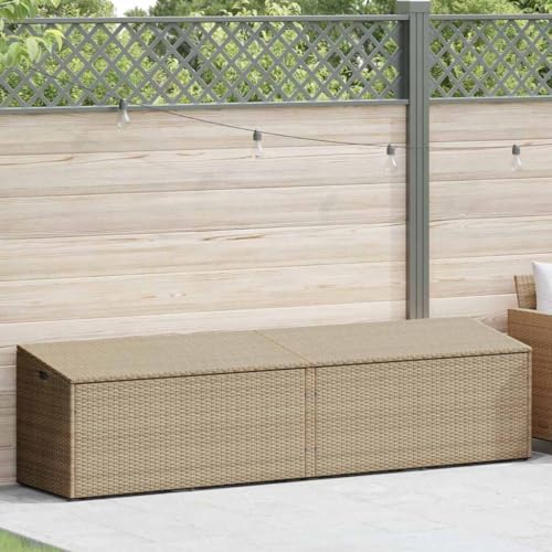 SKM Garten-Auflagenbox Beige 220x50x58 cm Poly Rattan,Möbel, Gartenmöbel, Gartenboxen,Beige,20.7KG,4104077 von SKM