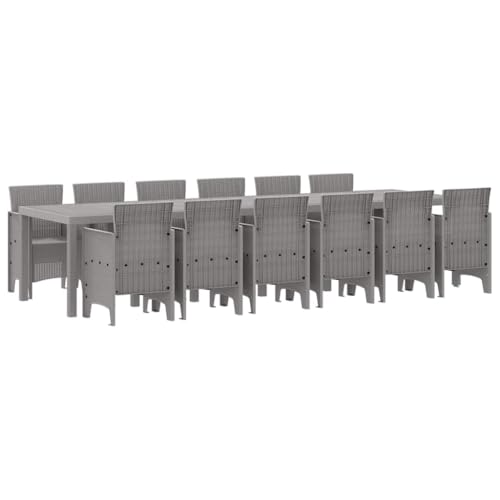 SKM Garten Essgruppe 13 pcs Hellgrau Polt Rattan,Möbel,Gartenmöbel,Gartenmöbel-Sets,Hellgrau,109.9 kg,3378787 von SKM