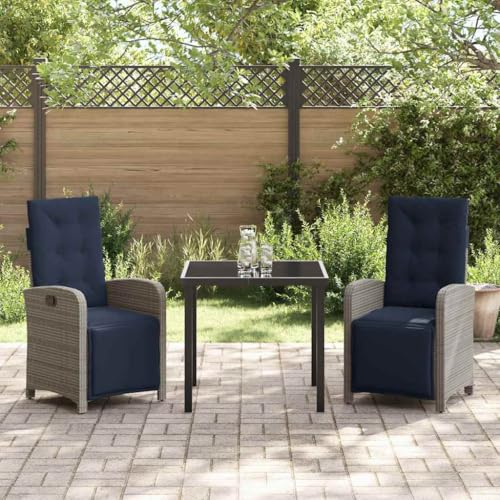 SKM Garten Essgruppe 3 pcs Grau Poly-Rattan,Möbel,Gartenmöbel,Gartenmöbel-Sets,Grau,37 kg,3380358 von SKM