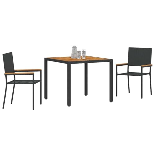 SKM Garten Essgruppe 3 pcs Schwarz und Braun 90 x 90 x 75 cm,Möbel,Gartenmöbel,Gartensitzmöbel,Gartenstühle,Schwarz,25 kg,3365402 von SKM