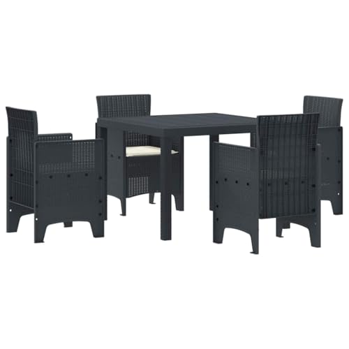 SKM Garten Essgruppe 5 pcs Anthrazit Polt Rattan,Möbel,Gartenmöbel,Gartenmöbel-Sets,Anthrazit,35.3 kg,3378536 von SKM