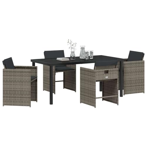 SKM Garten Essgruppe 5 pcs Grau Poly-Rattan,Möbel,Gartenmöbel,Gartenmöbel-Sets,Grau,52.25 kg,3380695 von SKM