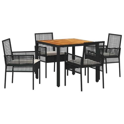 SKM Garten Essgruppe 5 pcs Schwarz Poly Rattan,Möbel,Gartenmöbel,Gartenmöbel-Sets,Schwarz,35.96 kg,3334902 von SKM