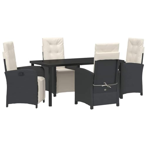 SKM Garten Essgruppe 5 pcs Schwarz Poly-Rattan,Möbel,Gartenmöbel,Gartenmöbel-Sets,Schwarz,67.3 kg,3380305 von SKM