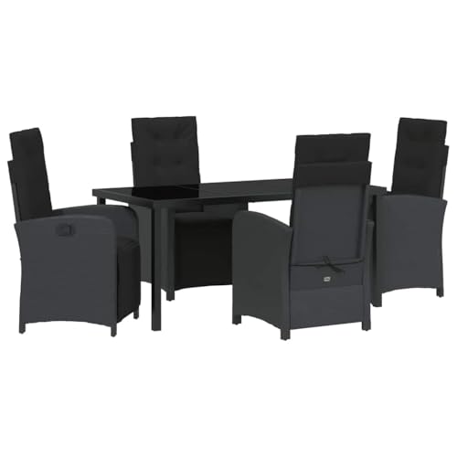 SKM Garten Essgruppe 5 pcs Schwarz Poly-Rattan,Möbel,Gartenmöbel,Gartenmöbel-Sets,Schwarz,67.7 kg,3380312 von SKM