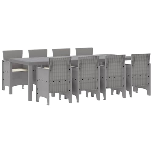 SKM Garten Essgruppe 9 pcs Weiß Polt Rattan,Möbel,Gartenmöbel,Gartenmöbel-Sets,Weiß,74.3 kg,3378746 von SKM