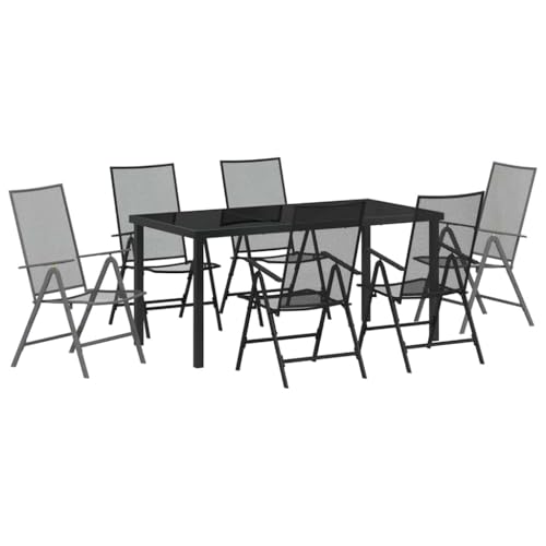 SKM Garten Essgruppe Falten 7 pcs Anthrazit Stahl,Möbel,Gartenmöbel,Gartenmöbel-Sets,Anthrazit,72.7 kg,3379293 von SKM