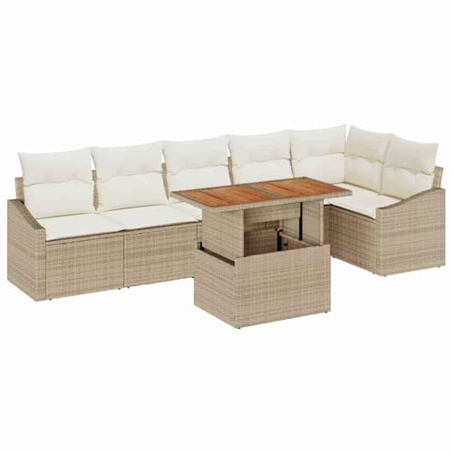 SKM Garten Essgruppe mit Kissen Beige und Creme 100 x 55 x 73 cm,Möbel,Gartenmöbel,Gartensitzmöbel,Gartensofas,Beige,62.1 kg,3349847 von SKM