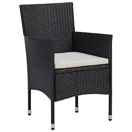 SKM Garten-Essstühle 2 STK. Poly Rattan Schwarz,Möbel,Gartenmöbel,Gartensitzmöbel,Gartenstühle,Schwarz,13.25KG,46179 von SKM