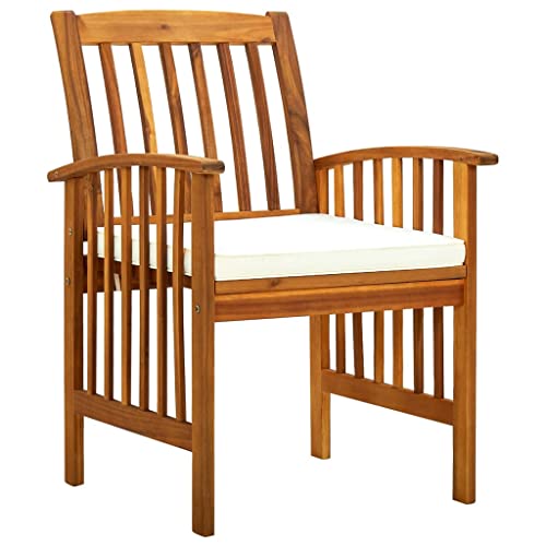SKM Garten-Esszimmerstühle 6 Stück mit Kissen Massivholz Akazie,Möbel,Gartenmöbel,Gartensitzmöbel,Gartenstühle,Creme,56.4 kg,3120445 von SKM
