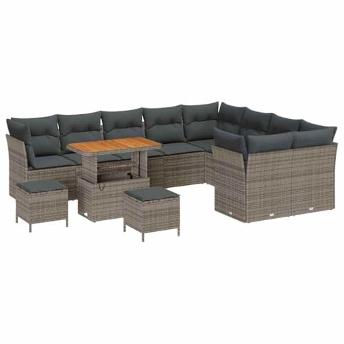 SKM Garten-Sofa-Set 12 pcs Grau Poly-Rattan,Möbel,Gartenmöbel,Gartenmöbel-Sets,Grau,94.4 kg,3361528 von SKM