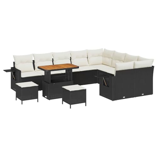SKM Garten-Sofa-Set 12 pcs Schwarz Poly-Rattan,Möbel,Gartenmöbel,Gartenmöbel-Sets,Schwarz,91.9 kg,3361785 von SKM