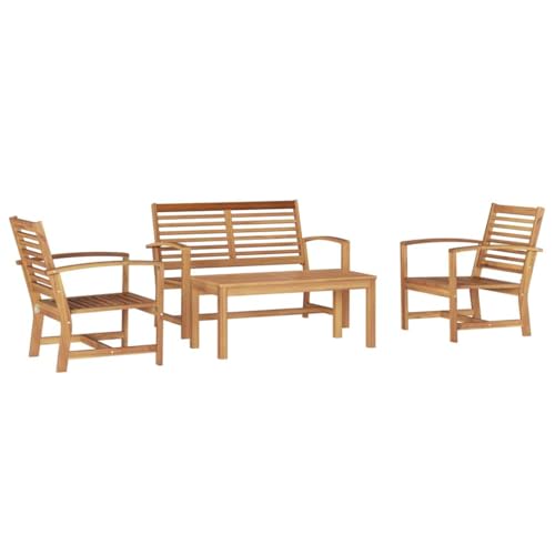 SKM Garten-Sofa-Set 4 pcs Natur Teak-Massivholz,Möbel,Gartenmöbel,Gartenmöbel-Sets,Braun,37.7 kg,3356852 von SKM