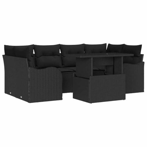 SKM Garten-Sofa-Set 7 pcs Schwarz 100 x 55 x 73 cm Poly Rattan,Möbel,Gartenmöbel,Gartensitzmöbel,Gartensofas,Schwarz,69.4 kg,3357136 von SKM