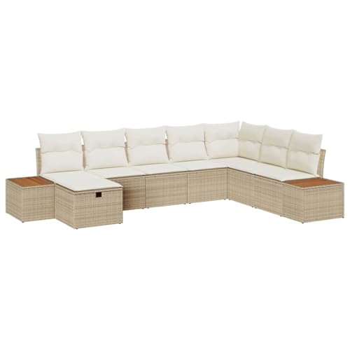 SKM Garten-Sofa-Set 8 pcs Beige 55 x 62 x 69 cm Poly Rattan,Möbel,Gartenmöbel,Gartensitzmöbel,Gartensofas,Beige,73.7 kg,3360990 von SKM