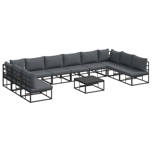 SKM Garten-Sofa-Set mit Kissen 11 pcs Schwarz Aluminium,Möbel,Gartenmöbel,Gartenmöbel-Sets,Schwarz,102.55 kg,3378903 SKM Garten-Sofa-Set mit Kissen 11 pcs Schwarz Aluminium,Möbel,Gartenmöbel,Gartenmöbel-Sets,Schwarz,102.55 kg,3378903 von SKM