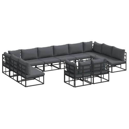 SKM Garten-Sofa-Set mit Kissen 12 pcs Schwarz Aluminium,Möbel,Gartenmöbel,Gartenmöbel-Sets,Schwarz,119 kg,3378924 SKM Garten-Sofa-Set mit Kissen 12 pcs Schwarz Aluminium,Möbel,Gartenmöbel,Gartenmöbel-Sets,Schwarz,119 kg,3378924 von SKM