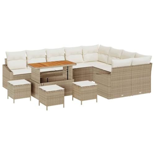SKM Garten-Sofa-Set mit Kissen 13 pcs Beige Poly Rattan,Möbel,Gartenmöbel,Gartenmöbel-Sets,Beige,97.8 kg,3362701 von SKM