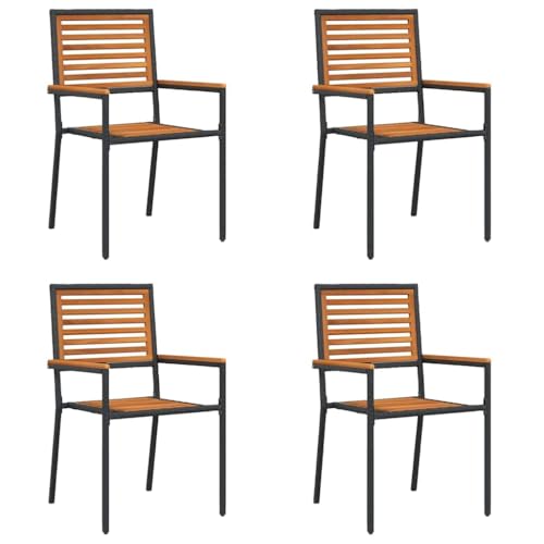 SKM Garten Stapelstühle 4 pcs Braun und Schwarz,Möbel,Gartenmöbel,Gartensitzmöbel,Gartenstühle,Braun,28 kg,3403058 von SKM