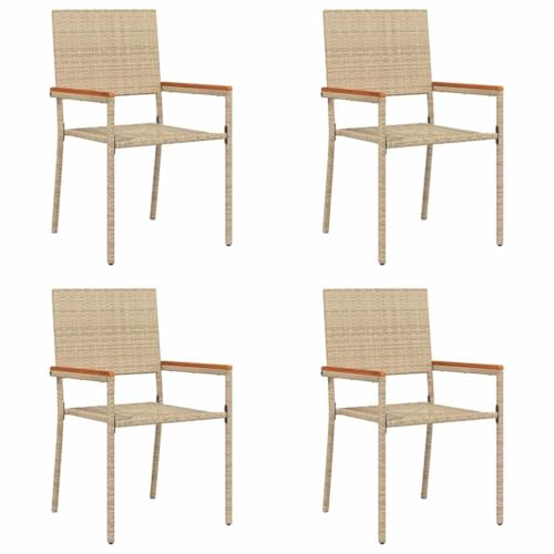 SKM Garten Stapelstühle 4 pcs Creme und Braun,Möbel,Gartenmöbel,Gartensitzmöbel,Gartenstühle,Beige,22 kg,3403063 von SKM