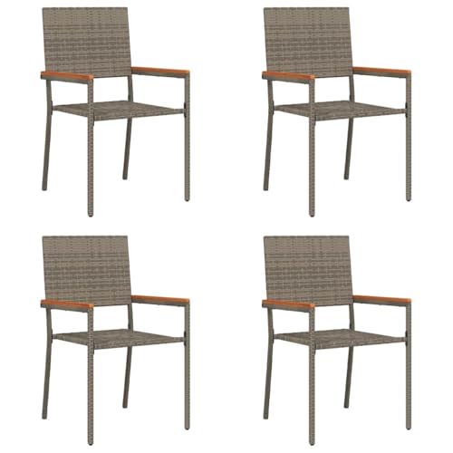 SKM Garten Stapelstühle 4 pcs Grau und Braun,Möbel,Gartenmöbel,Gartensitzmöbel,Gartenstühle,Grau,21.6 kg,3403062 von SKM