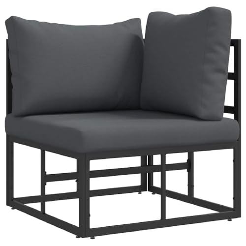 SKM Gartenmöbel mit Kissen mit Kissen Schwarz Aluminium,Möbel,Gartenmöbel,Gartensitzmöbel,Gartensofaelemente,Schwarz,12.4 kg,42008022 von SKM