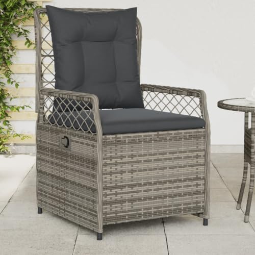 SKM Gartensessel 2 STK. Verstellbar Grau Poly Rattan,Möbel,Gartenmöbel,Gartensitzmöbel,Gartenstühle,Grau,21.2KG,368663 von SKM