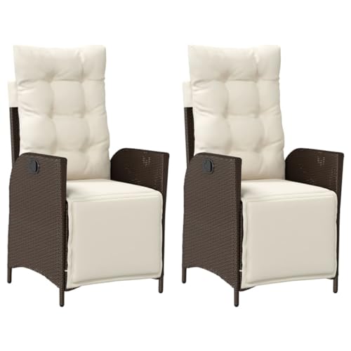 SKM Gartensessel mit Fußteil 2 STK. Verstellbar Braun Poly Rattan,Möbel,Gartenmöbel,Gartensitzmöbel,Gartenstühle,Brown,21KG,365290 von SKM