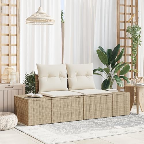 SKM Gartensofa 2-Sitzer mit Kissen Beige Poly Rattan,Möbel,Gartenmöbel,Gartensitzmöbel,Gartensofas,Beige,19.5KG,42006796 von SKM