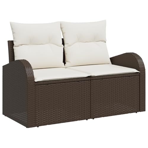 SKM Gartensofa 2-Sitzer mit Stauraum und Kissen Braun Poly Rattan,Möbel,Gartenmöbel,Gartensitzmöbel,Gartensofas,Braun,17.8KG,42006743 von SKM
