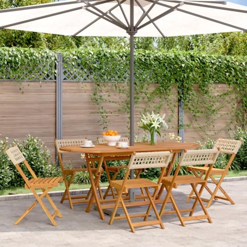 SKM Gartenstühle 6 STK. Klappbar Beige Poly Rattan & Massivholz,Möbel,Gartenmöbel,Gartensitzmöbel,Gartenstühle,Beige,32.1KG,3214599 von SKM