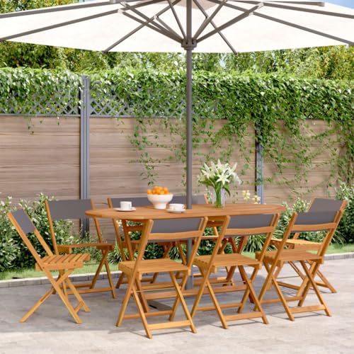 SKM Gartenstühle 8 STK. Klappbar Anthrazit Stoff und Massivholz,Möbel,Gartenmöbel,Gartensitzmöbel,Gartenstühle,Anthrazit,39.2KG,3214615 von SKM
