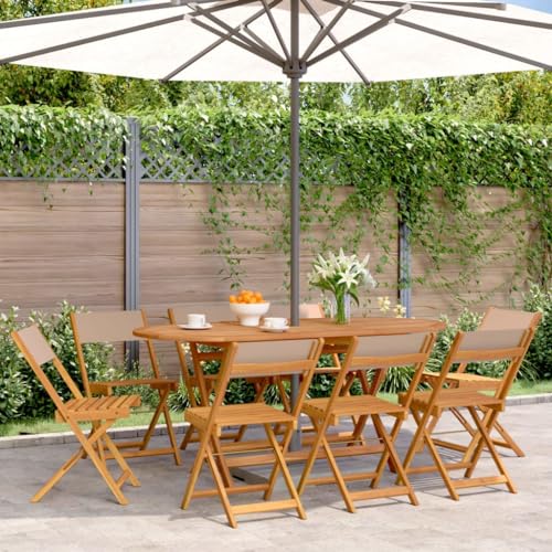 SKM Gartenstühle 8 STK. Klappbar Taupe Stoff und Massivholz,Möbel,Gartenmöbel,Gartensitzmöbel,Gartenstühle,Taupe,39.2KG,3214618 von SKM