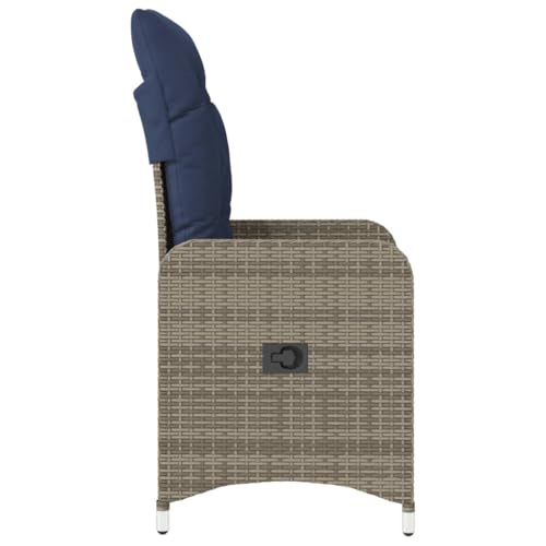 SKM Gartenstühle Verstell 2 STK. mit Kissen Grau Poly Rattan,Möbel,Gartenmöbel,Gartensitzmöbel,Gartenstühle,Grau,20.4 kg,365689 von SKM