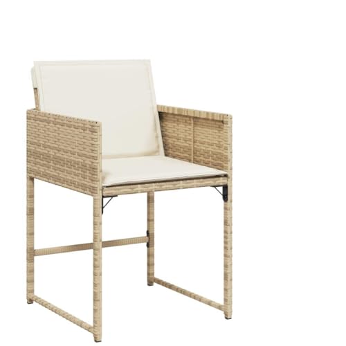 SKM Gartenstühle mit Kissen 4 STK. Beige Poly Rattan,Möbel,Gartenmöbel,Gartensitzmöbel,Gartenstühle,Beige,23.55 kg,365004 von SKM